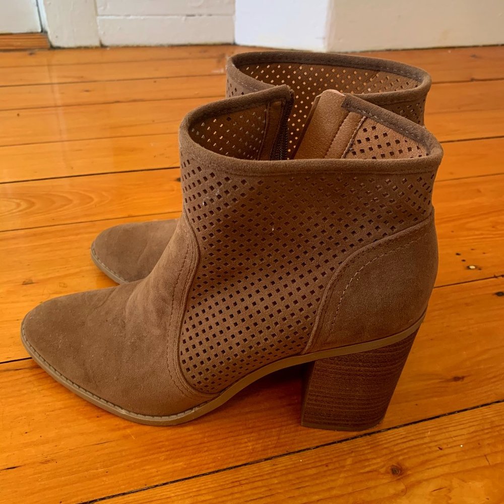 Brown Heeled Booties Size 9.5